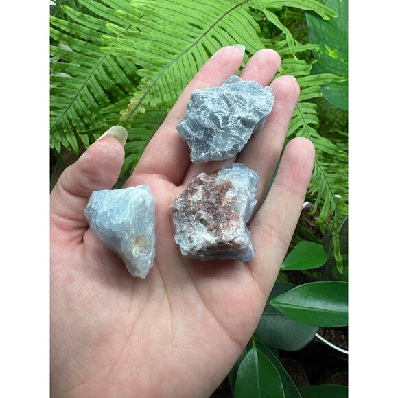 Raw Blue Calcite – Set of 3 - Intuitively Chosen Crystals - Picture 5 of 7
